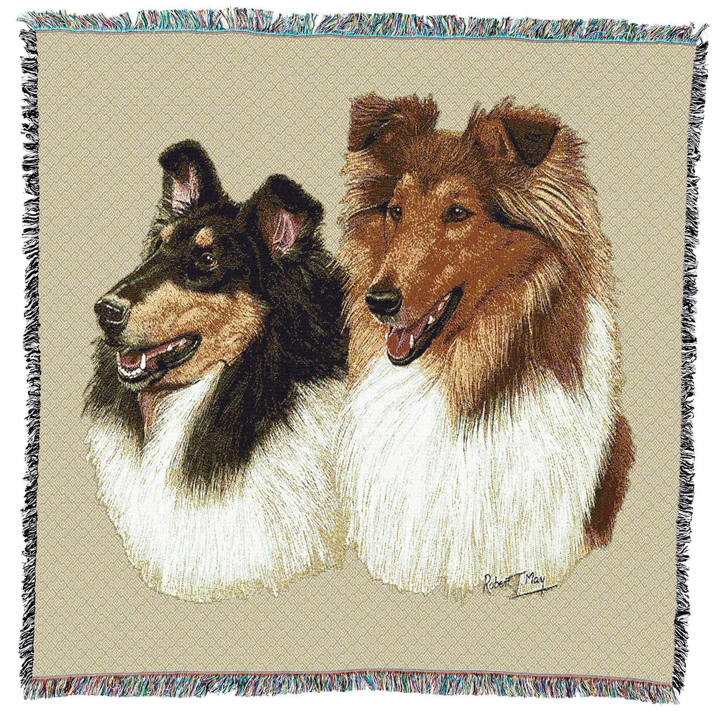 [Australia] - Pure Country Weavers Collie by Robert May Lap Square Blanket Throw Woven from Cotton - Made in The USA (54x54) 