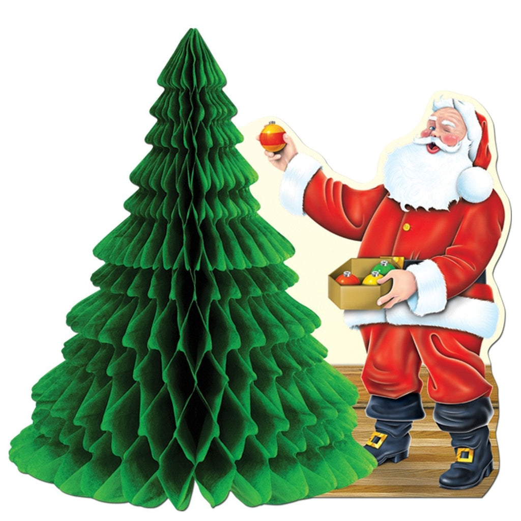 Santa w/Tissue Tree Centerpiece Party Accessory (1 count) (1/Pkg) - PawsPlanet Australia