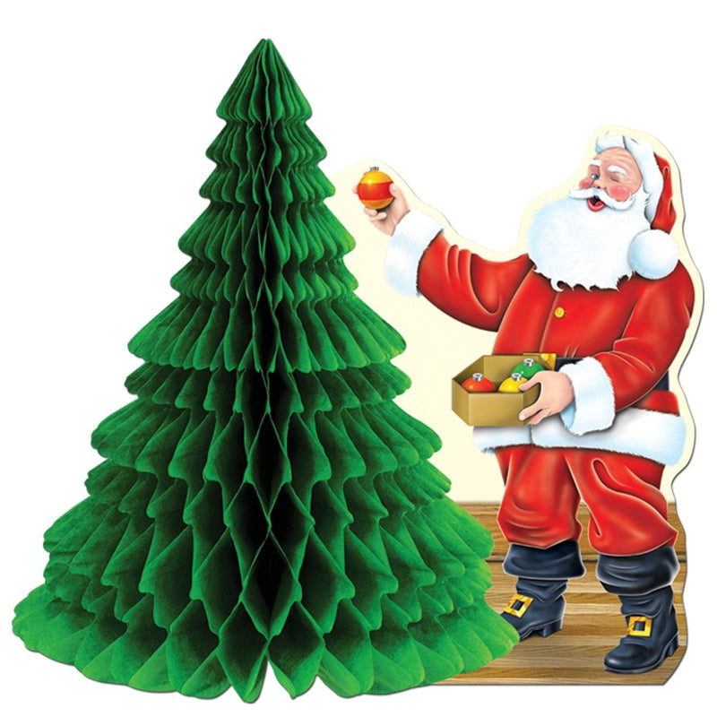 Santa w/Tissue Tree Centerpiece Party Accessory (1 count) (1/Pkg) - PawsPlanet Australia