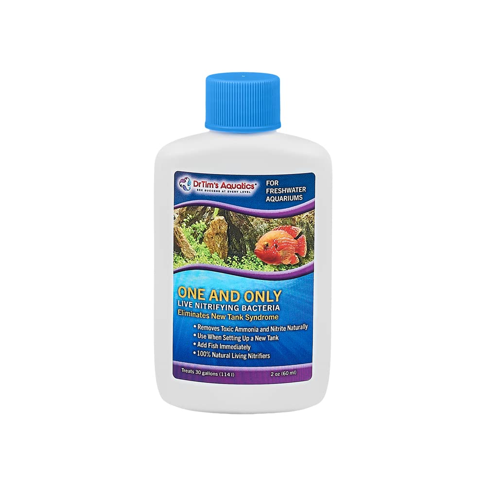 DrTim’s Aquatics Freshwater One & Only Live Nitrifying Bacteria  – Eliminate New Tank Syndrome for New Fish Tanks, Aquariums, & Water Filtering & Treatment 2 oz - Treats 30 Gallons - PawsPlanet Australia