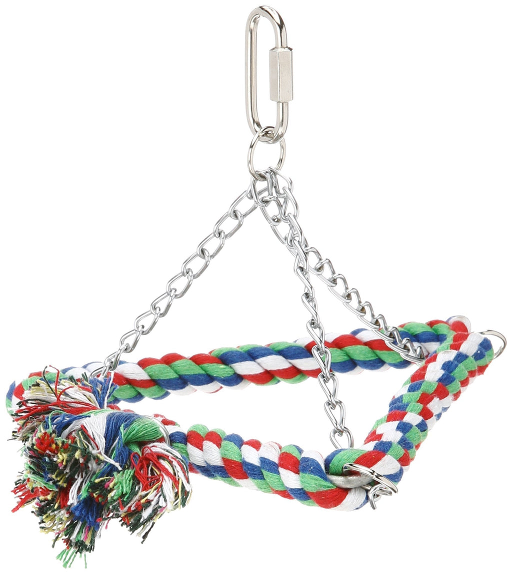 [Australia] - Featherland Paradise Hanging Bird Swing, Cotton Rope Wrapped, Soft Hanging Bird Perch, Pyramid, Small 