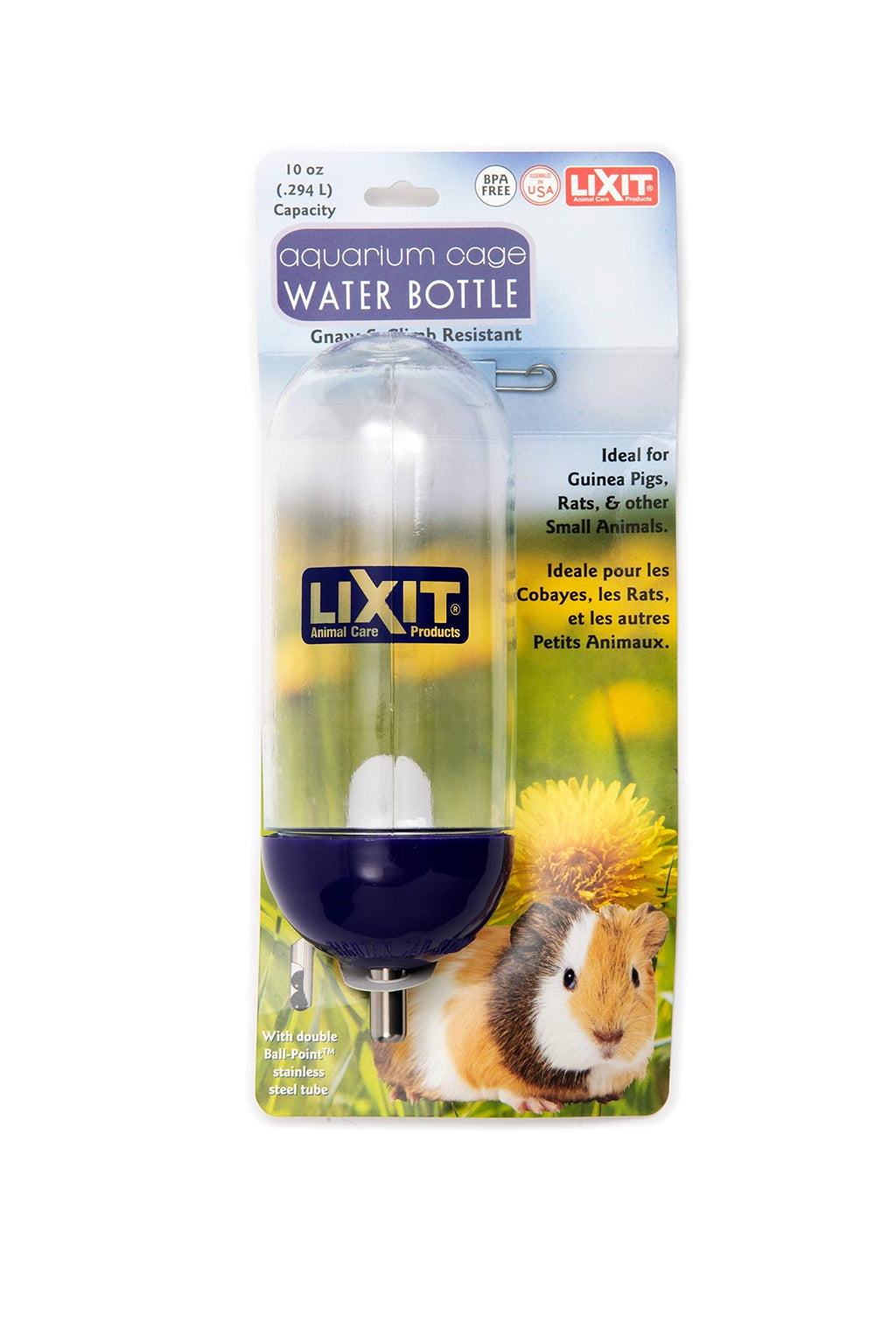 Lixit Aquarium Cage Climbing Resistant Water Bottles for Rats, Hamsters Gerbils, Mice and Other Small Animals Clear 10 Ounce - PawsPlanet Australia