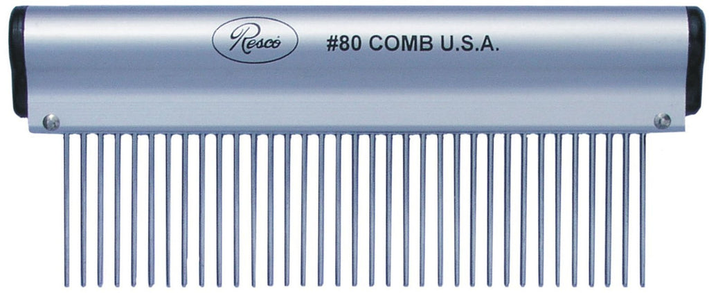 [Australia] - Resco USA-Made Comb for Dog, Horse and Cat Grooming Medium Ergonomic Series Brushed Aluminum 