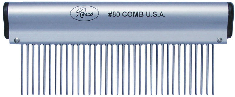 [Australia] - Resco USA-Made Comb for Dog, Horse and Cat Grooming Medium Ergonomic Series Brushed Aluminum 