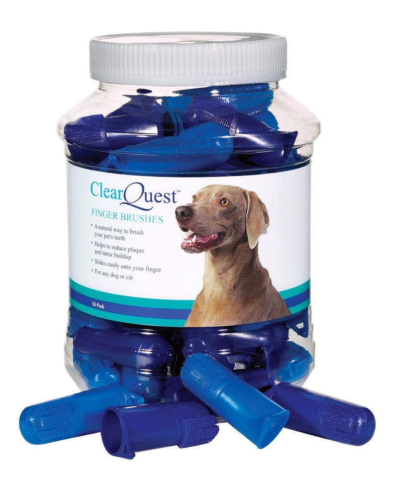 ClearQuest Finger Brush Canisters — Convenient Toothbrushes for Cleaning Pets' Teeth, 50-Pack - PawsPlanet Australia