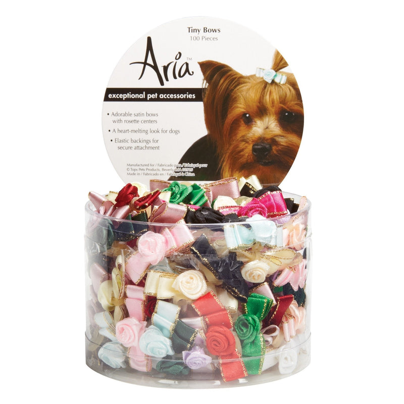 [Australia] - Aria Tiny Bows with Rosettes for Dogs, 100-Piece Canisters 