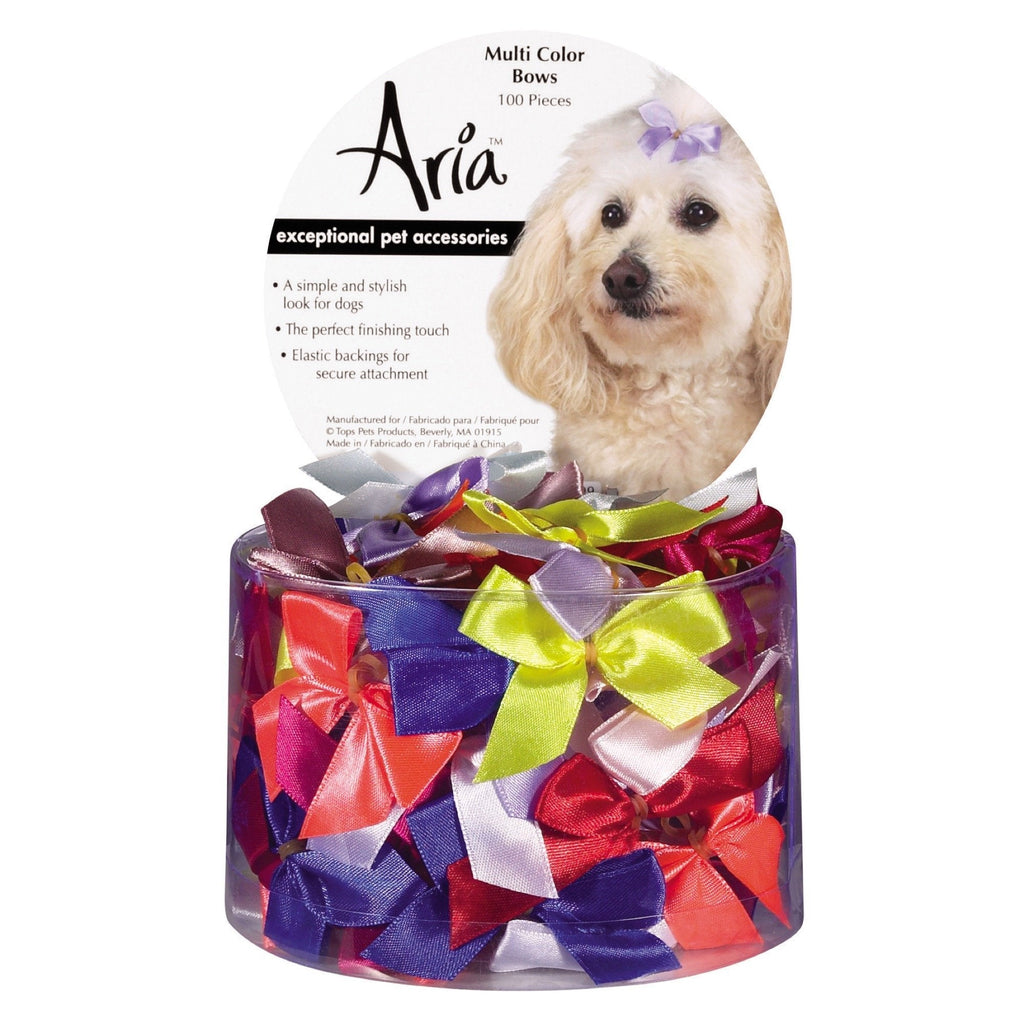 Aria Multi-Colored Bows for Dogs, 100-Piece Canisters - PawsPlanet Australia