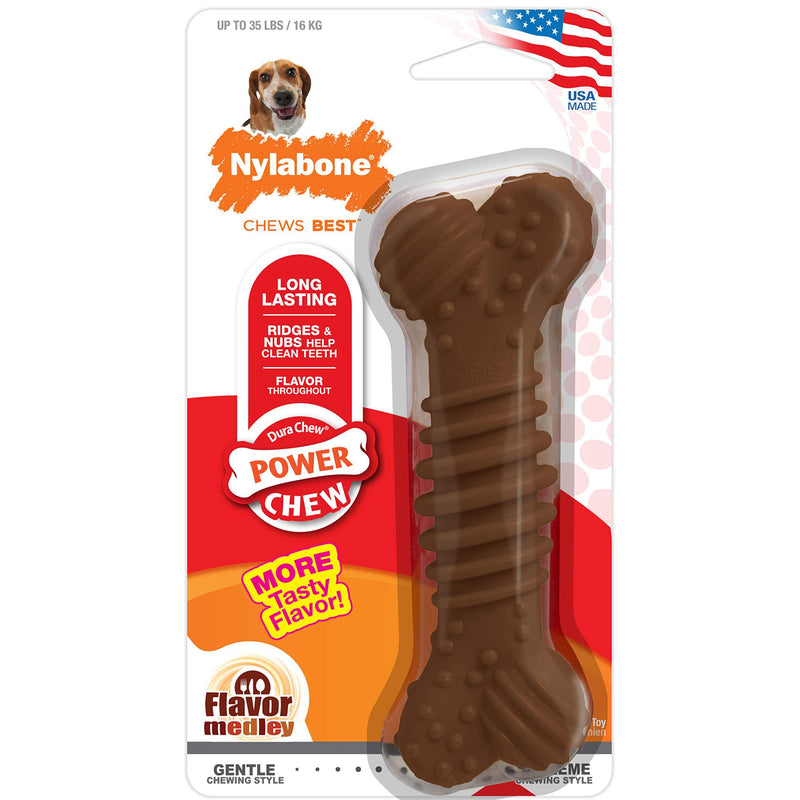 [Australia] - Nylabone Dura Chew Power Chew Textured Bone Medium/Wolf - Up to 35 lbs. Flavor Medley Flavor 