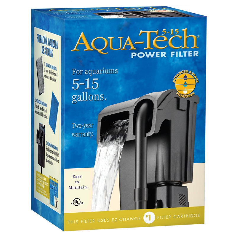 AQUA-TECH Power Filter For Aquariums, 3-Stage Filtration (Packaging may vary) 5 to 15 Gallon - PawsPlanet Australia