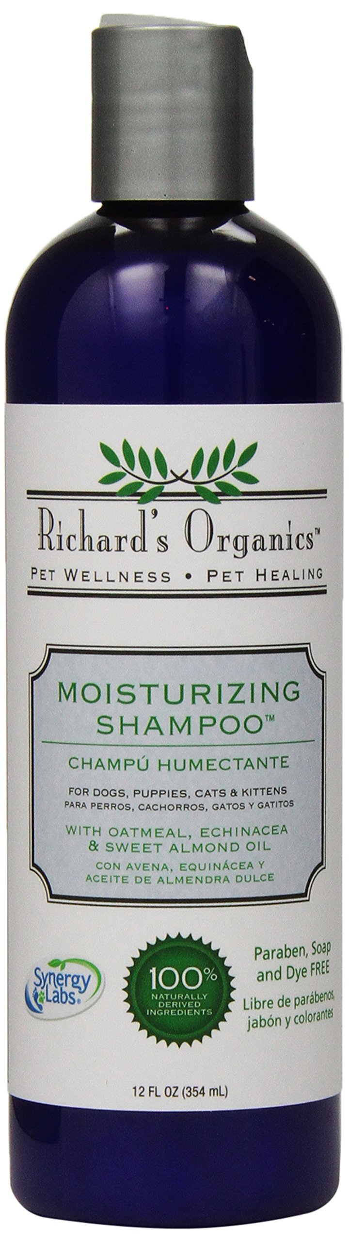 [Australia] - Richard’s Organics Moisturizing Shampoo for Dogs – With Oatmeal, Echinacea, Sweet Almond Oil to Soothe and Protect Dry, Itchy, Inflamed Skin – Relief from Insect Bites and Irritations (12oz) 