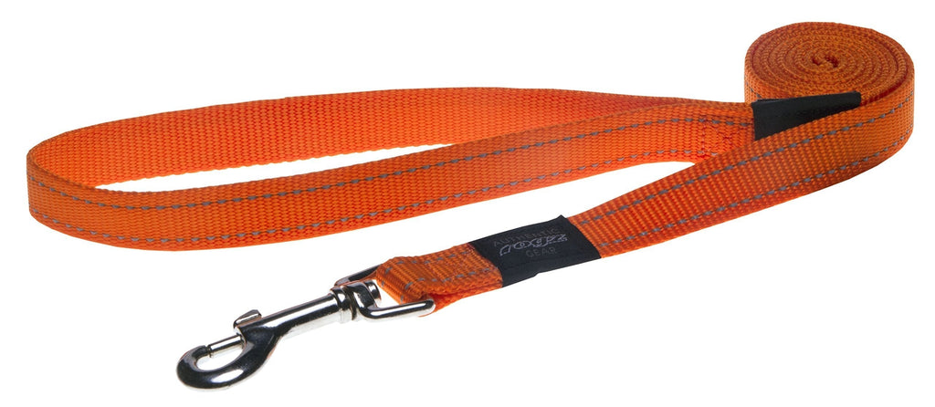 [Australia] - ROGZ Utility Large 3/4-Inch Reflective Fanbelt 6-ft Long Fixed Dog Lead Orange 