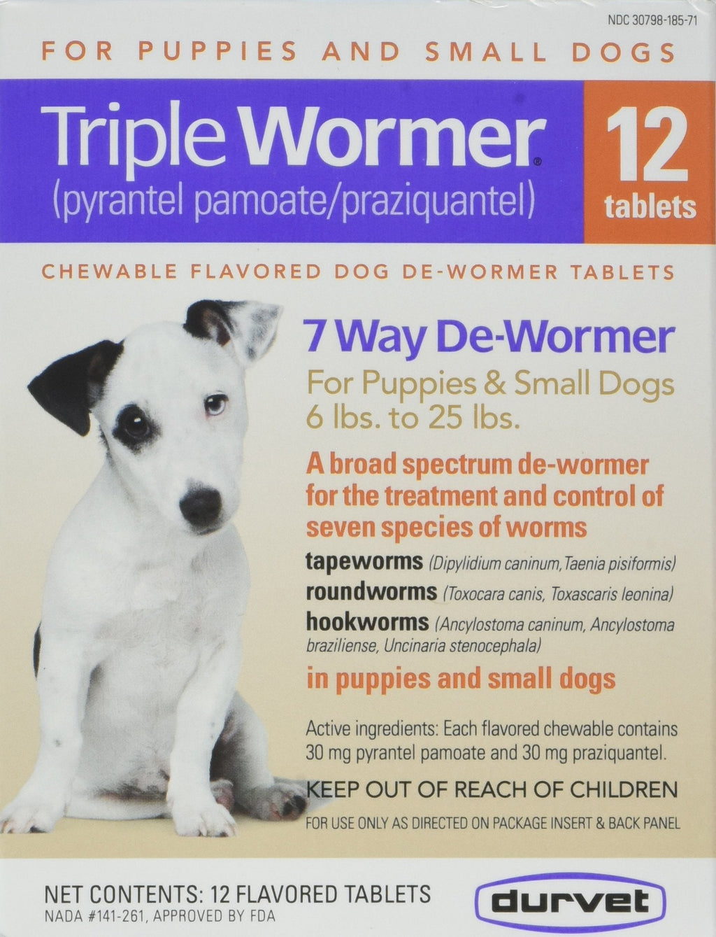 DURVET 12-Pack Triple Wormer Tablets for Puppies and Small Dogs - PawsPlanet Australia