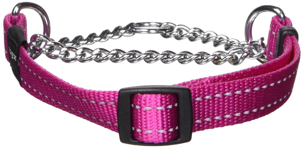 [Australia] - ROGZ Utility Medium 5/8-Inch Reflective Snake Obedience Half-Check Dog Collar Pink 