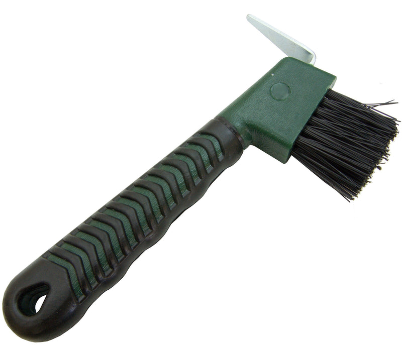 Intrepid International Rubber Hoof Pick with Brush Green - PawsPlanet Australia