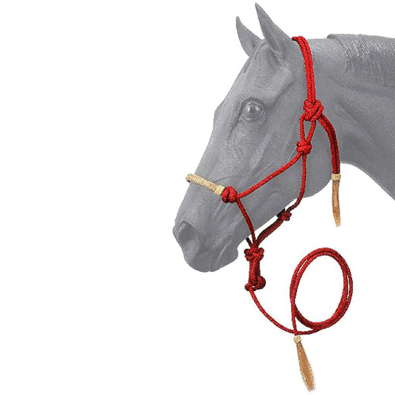 Tough 1 Rawhide Noseband Rope Halter with Lead Red Horse - PawsPlanet Australia