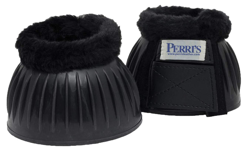 Perri's Double Velcro Fleece Bell Boots Medium Black - PawsPlanet Australia