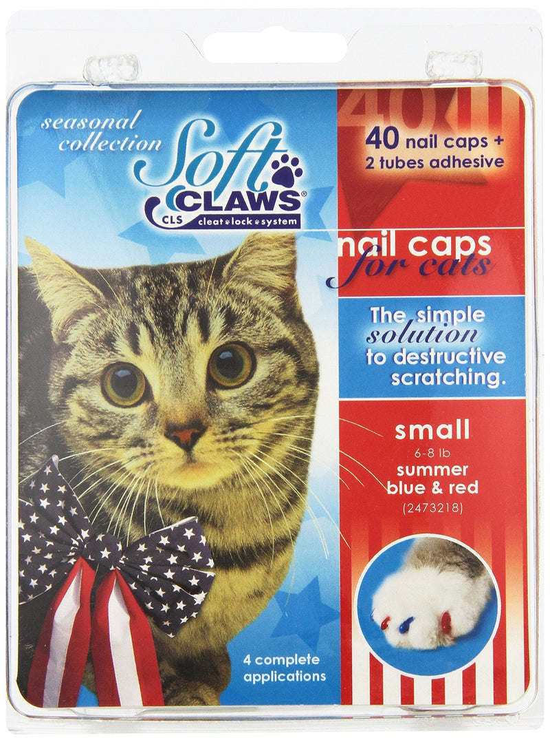 [Australia] - Soft Claws for Cats, Size Small, Color Summer (Blue & Red) 