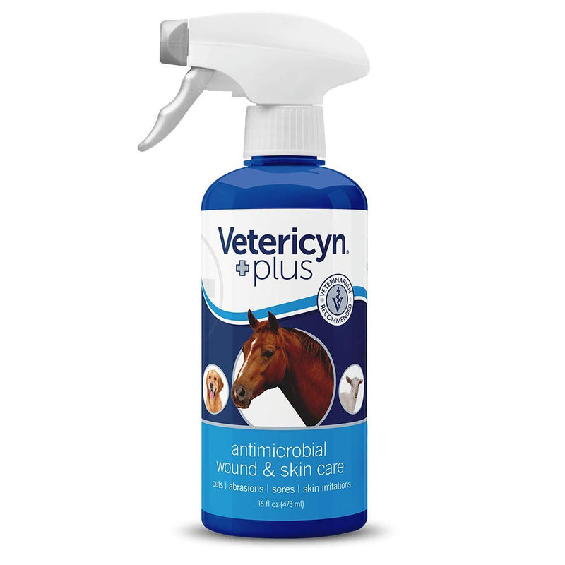 Vetericyn Plus Equine Wound and Skin Care. Spray to Clean Cuts, Saddle and Bite Wounds on Horses. Offers Itch, Irritations and Rope Burn Relief Without Stinging or Burning. (16 oz /473 mL) - PawsPlanet Australia