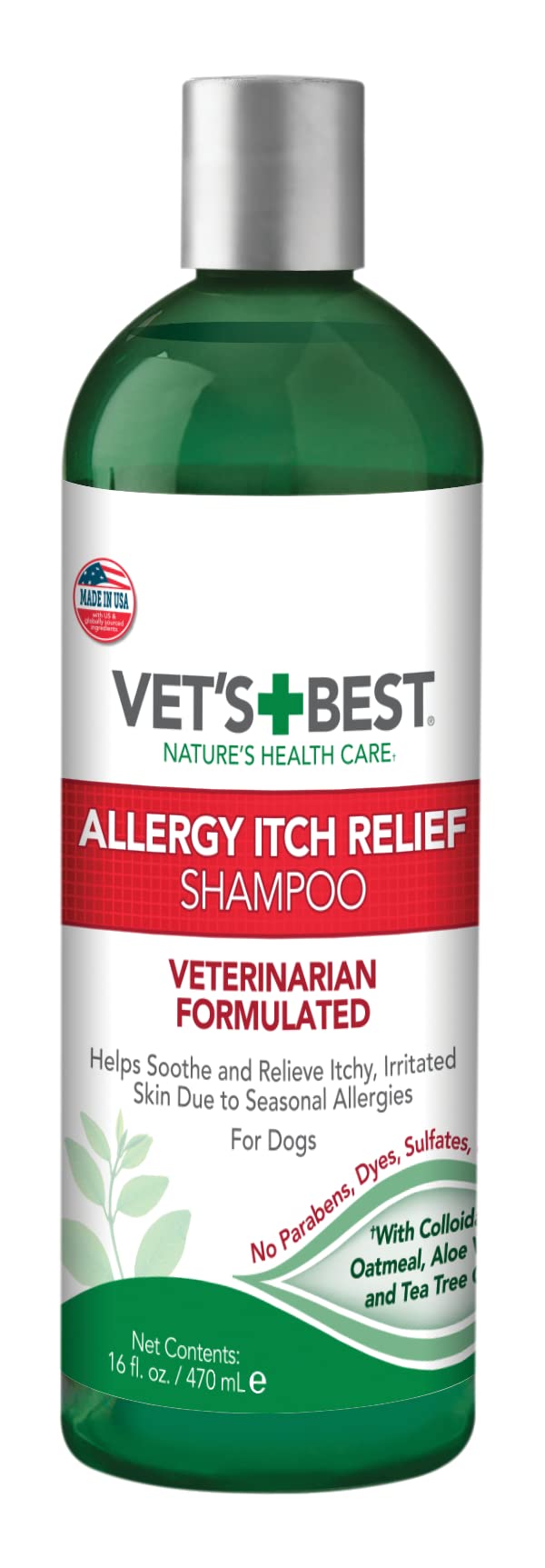 Vet's Best Allergy Itch Relief Dog Shampoo | Cleans and Relieves Discomfort from Seasonal Allergies | Gentle Formula | 16 Oz - PawsPlanet Australia