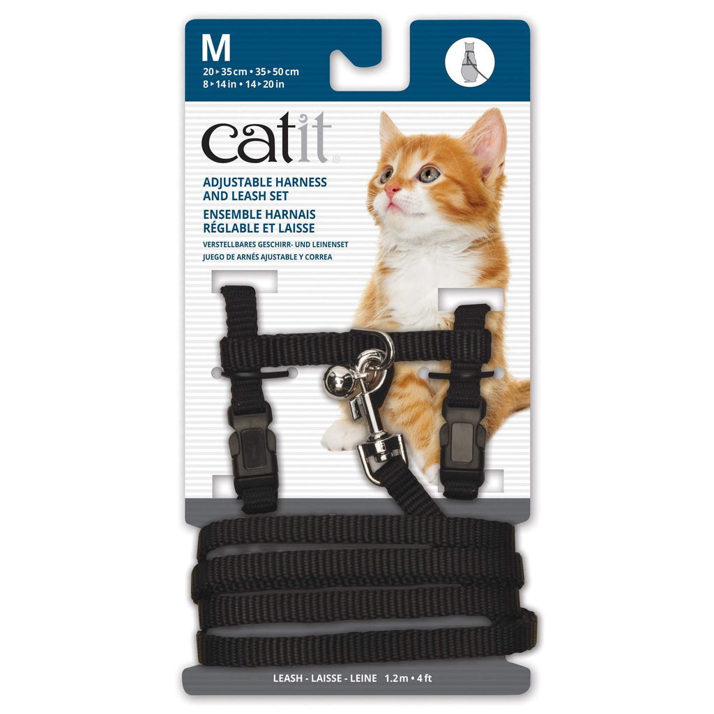 Catit Nylon Adjustable Cat Harness and Leash Set, Medium, Black - PawsPlanet Australia