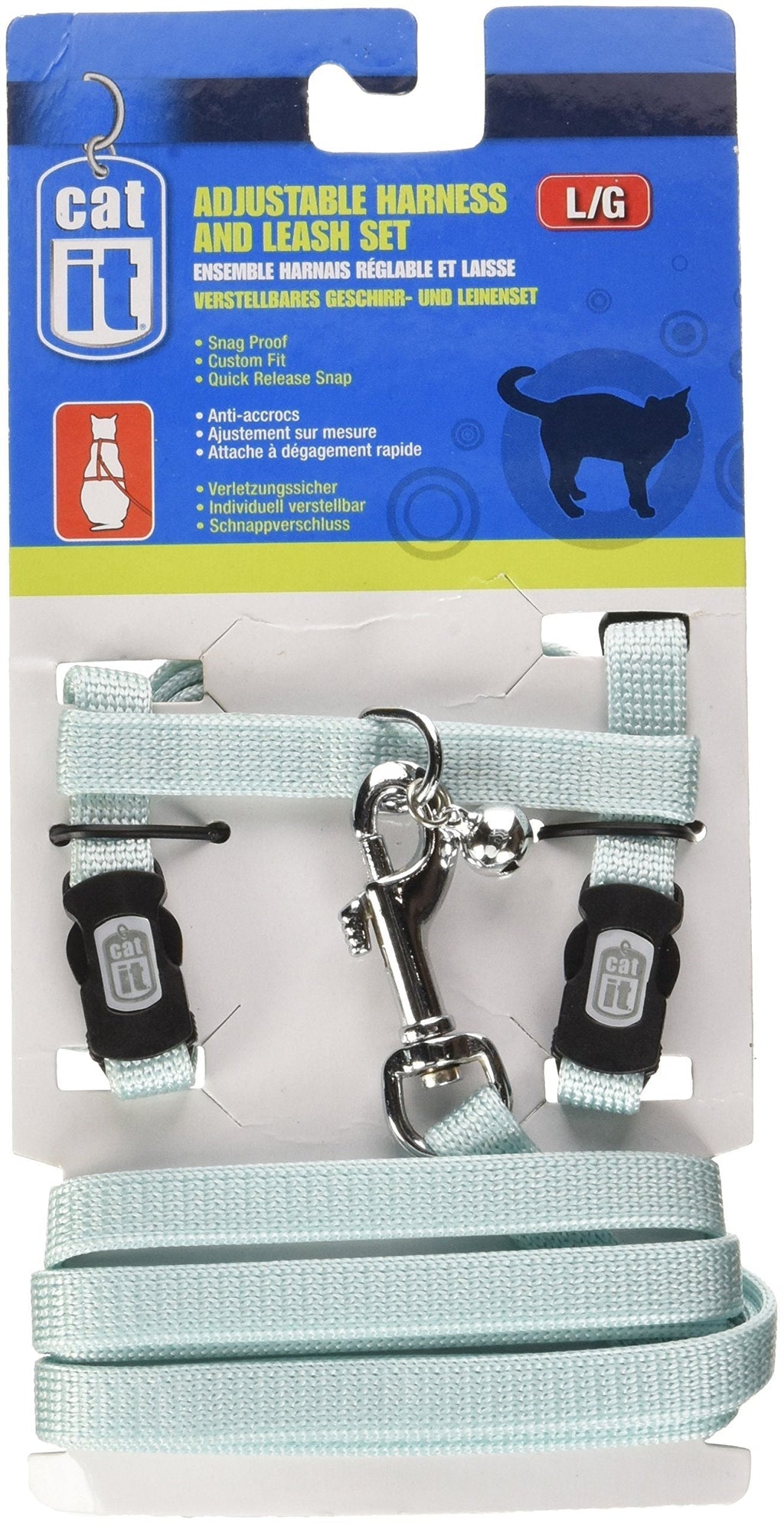 [Australia] - Catit Nylon Adjustable Cat Harness and Leash Set, Large, Blue 