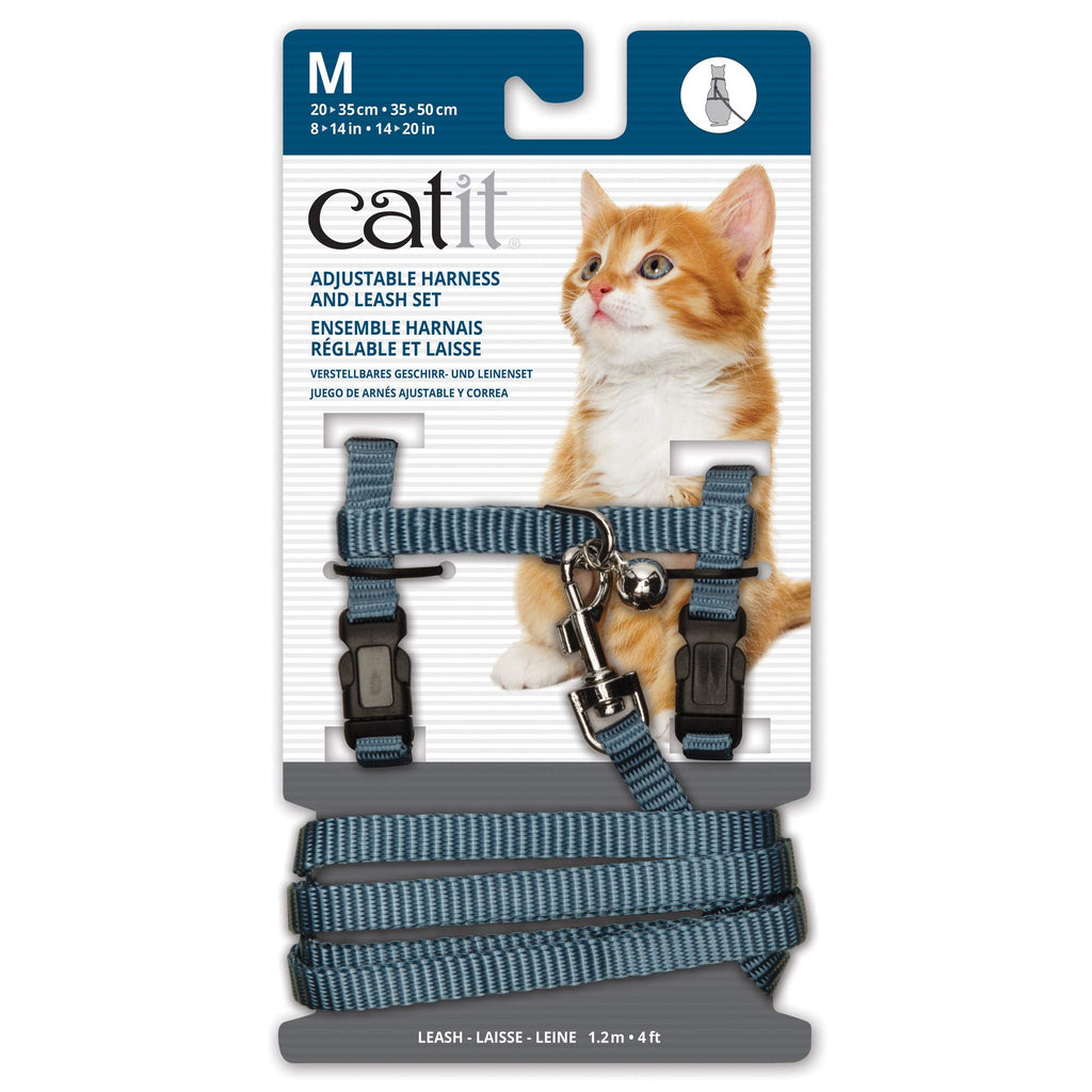 Catit Nylon Adjustable Cat Harness and Leash Set, Medium, Blue - PawsPlanet Australia