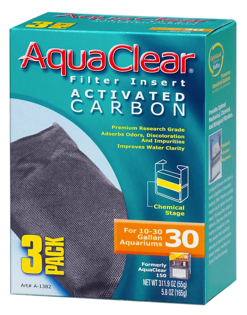 AquaClear A1382 Activated Carbon Insert, 30-Gallon Aquariums, White, 3-Pack - PawsPlanet Australia