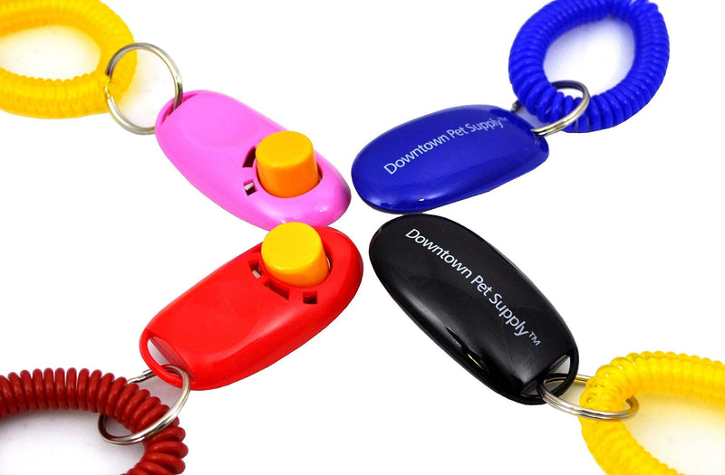 [Australia] - Downtown Pet Supply Big Button Dog Cat Training Clicker, Clickers with Wrist Bands 4 Pack 