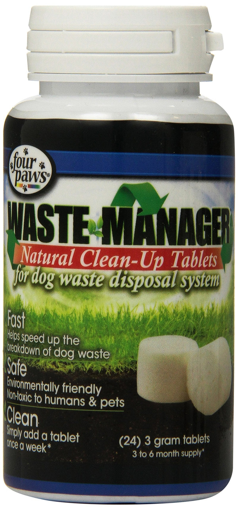 [Australia] - Four Paws Waste Manager Natural Clean Up Dog Tablets, 24 Count 