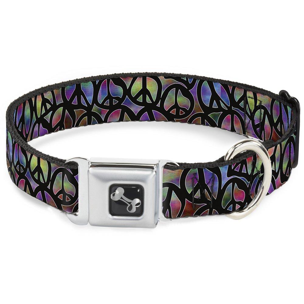 Buckle-Down Seatbelt Buckle Dog Collar - Peace Psychedelic - 1" Wide - Fits 15-26" Neck - Large, Multicolor (DC-W31611-L) - PawsPlanet Australia