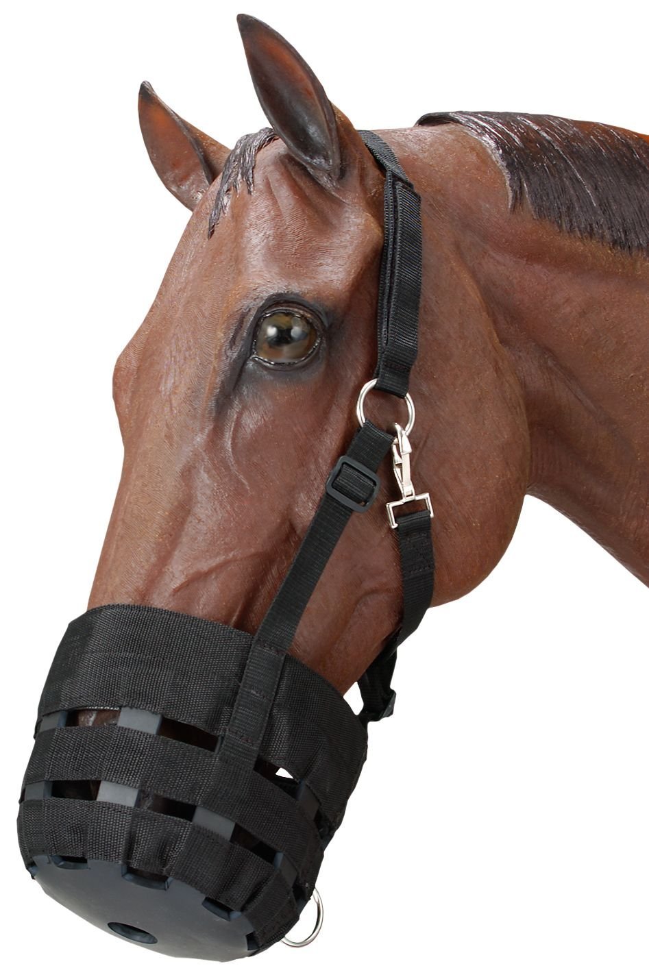 Tough 1 Poly Nylon Grazing Muzzle with Halter, Black - PawsPlanet Australia