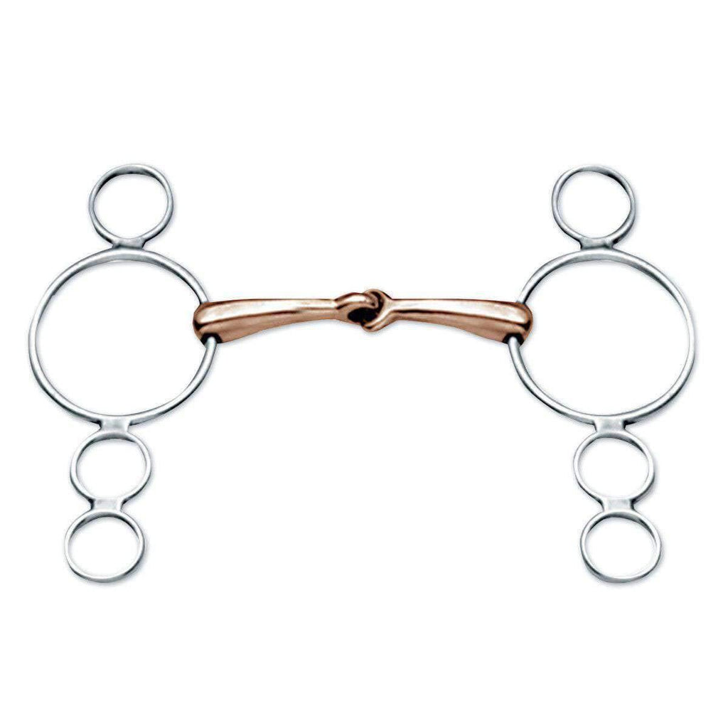 KORSTEEL STAINLESS STEEL COPPER MOUTH LARGE RING DOUBLE DUTCH GAG BIT 5.5" - PawsPlanet Australia