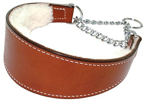 [Australia] - Sheepskin Lined Leather Martingale Dog Collar 18 Tan 