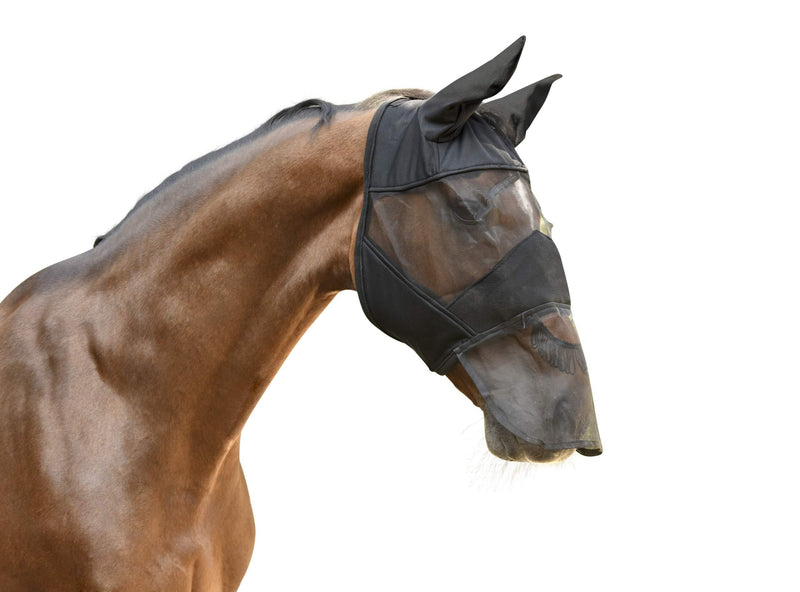 Kerbl Notch fly protection mask fino stretch blue tight fitting elastic warmblood / thoroughbred - PawsPlanet Australia