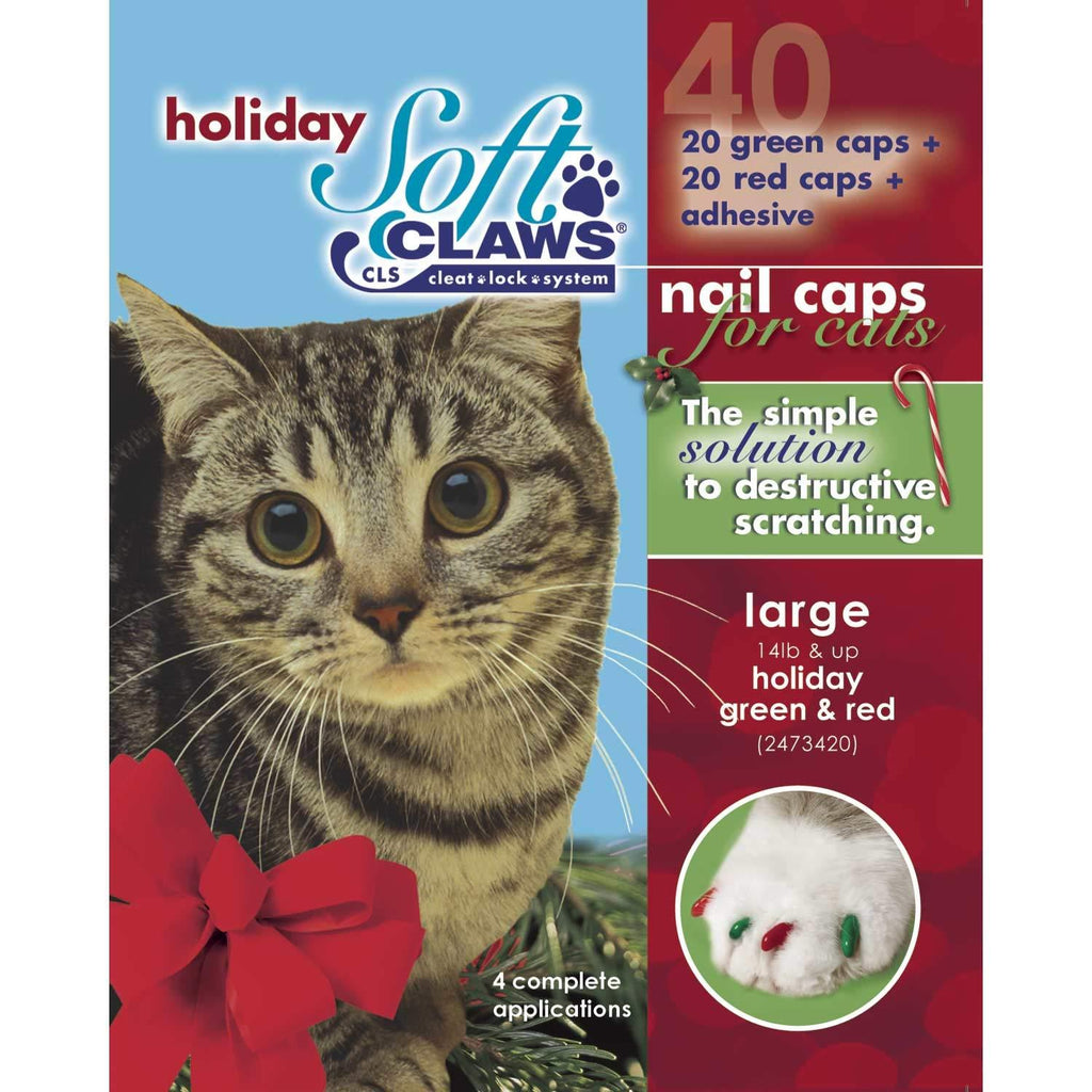 [Australia] - Soft Claws Seasonal Holiday Red & Green Cat Nail Caps Large 