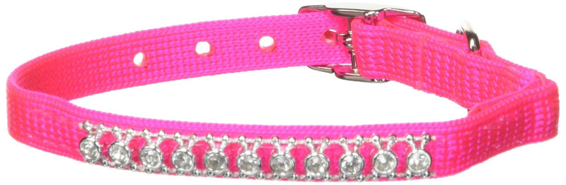 [Australia] - Hamilton Rhinestone Cat Series 3/8-Inch by 10-Inch Safety Cat Collar with Bell Hot Pink 3/8" x 12" 