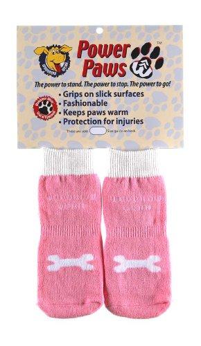 Woodrow Wear Power Paws, Traction Socks for Dogs, M Pink w/White Bone - PawsPlanet Australia