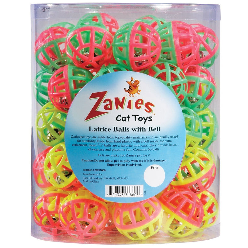 [Australia] - Zanies Plastic Lattice Balls Cat Toy Canister, 50-Pack 