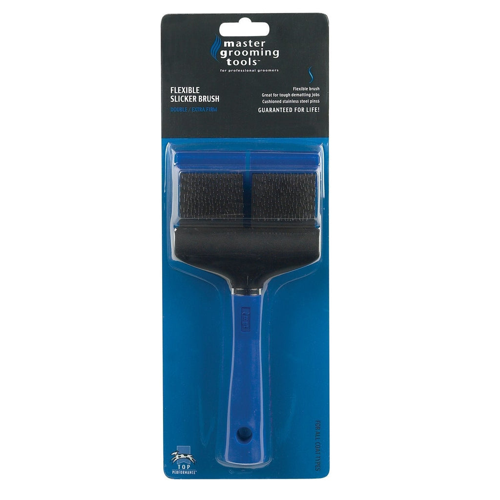 [Australia] - Master Grooming Tools Double-Sided Extra Firm Flexible Slicker Brushes—Versatile Brushes for Grooming Dogs - Blue, 8"L x 4"W 