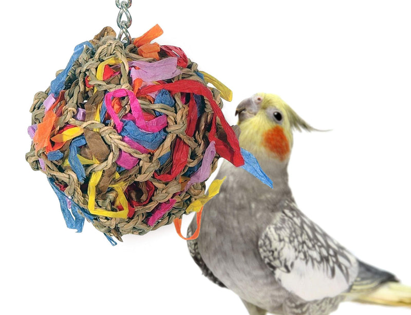Sweet Feet and Beak Super Shredder Ball - Bird Cage Accessories to Keep Your Bird Busy Foraging for Hidden Treasures - Non-Toxic, Easy to Install Bird Foraging Toys, Bird Treats, Parrot Toys 3 inch - PawsPlanet Australia