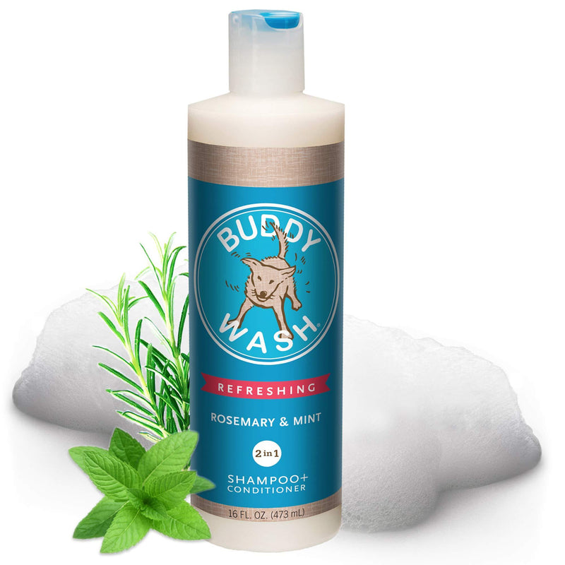 Buddy Wash Dog Shampoo & Conditioner for Dogs with Botanical Extracts and Aloe Vera Rosemary & Mint 16 Fl Oz - PawsPlanet Australia