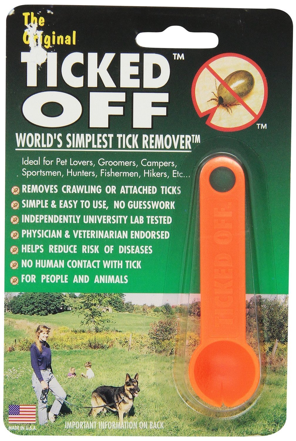 [Australia] - Ticked Off Orange Simple Tick Remover for Dogs Cats Puppies Kittens & Humans Orange 