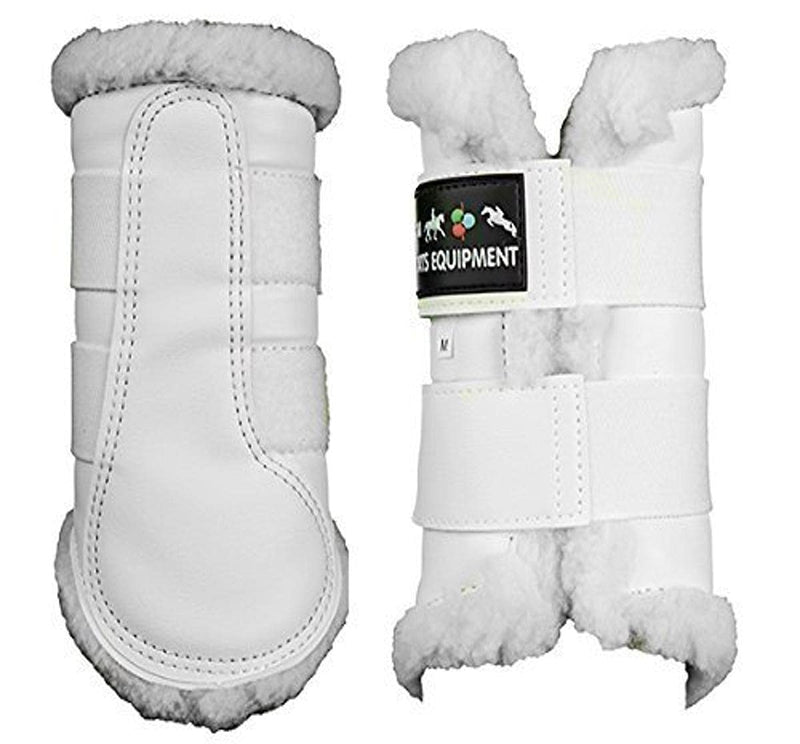 HKM Dressage/Brushing Fleece Lined Boots-White, Medium M White - PawsPlanet Australia