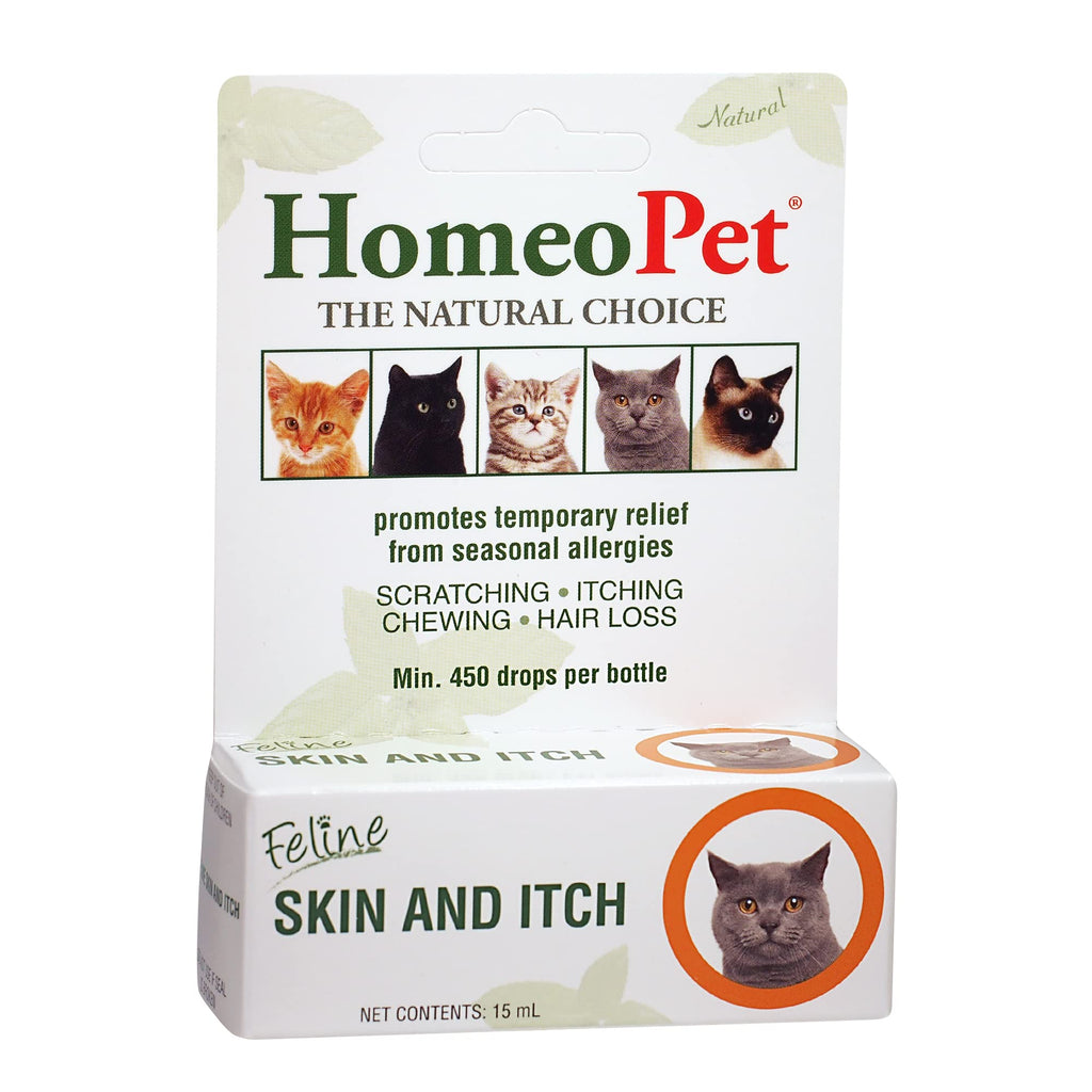 HomeoPet Feline Skin and Itch, Coat and Skin Support for Cats, 15 Milliliters - PawsPlanet Australia