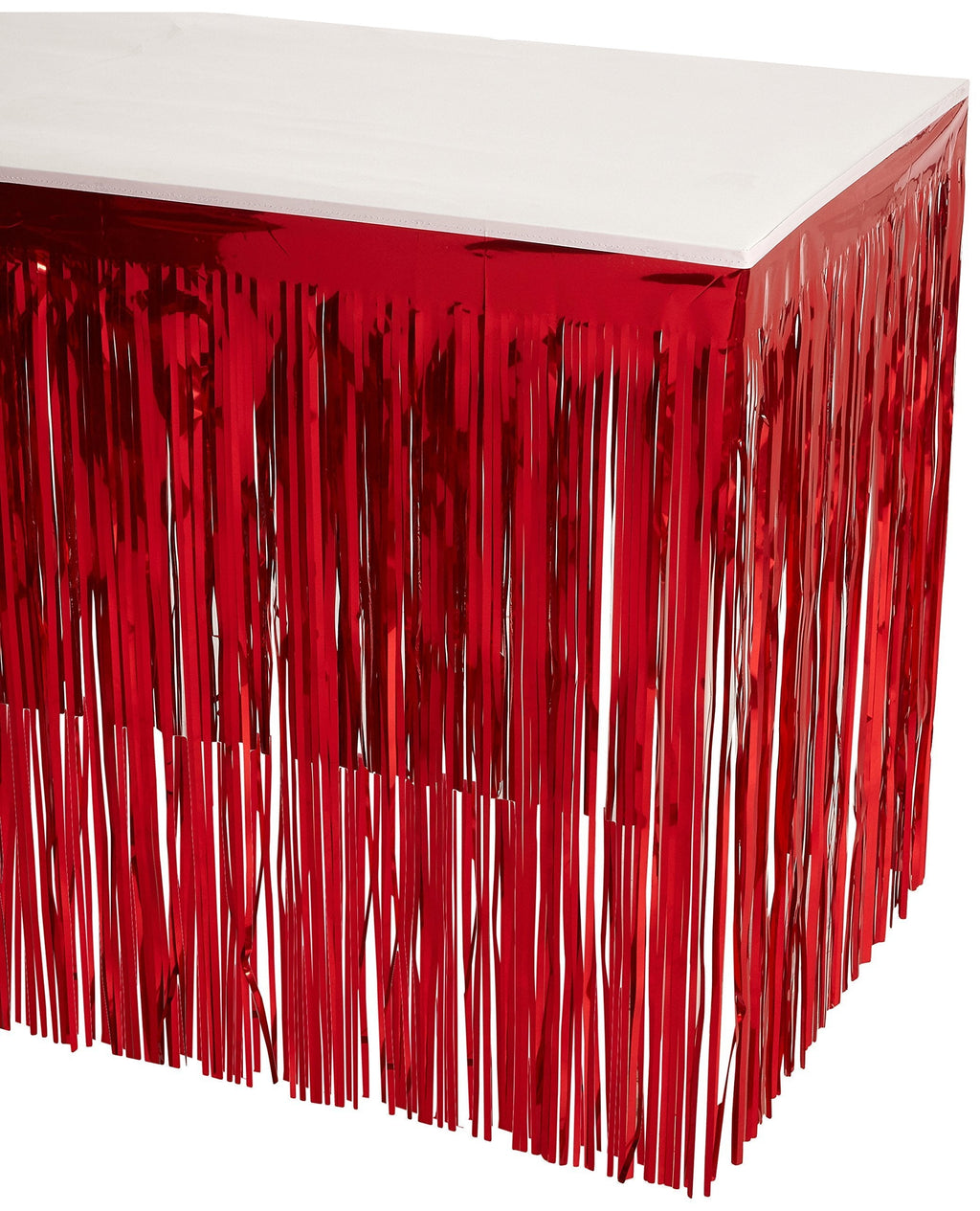 Beistle Metallic Fringe Skirt for Rectangle Tables – Banquets and Parade Float Supplies-Birthday Party Christmas Holiday Theme Decorations, 30" x 14', Red - PawsPlanet Australia