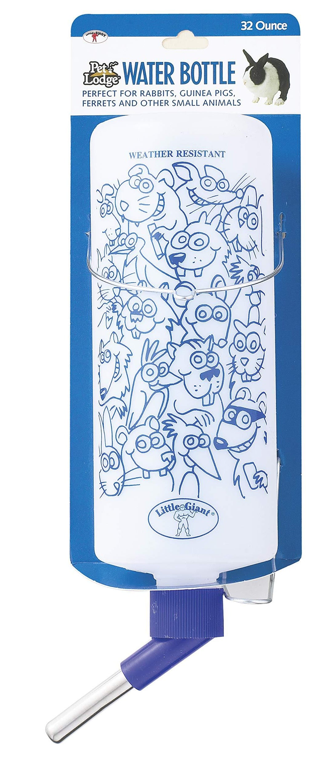 [Australia] - LITTLE GIANT Small Animal Cage Water Bottle - Pet Lodge - Opaque Water Bottle w/Fun Graphics, Great for Indoor Use (32 oz.) (Item No. OPB32) 