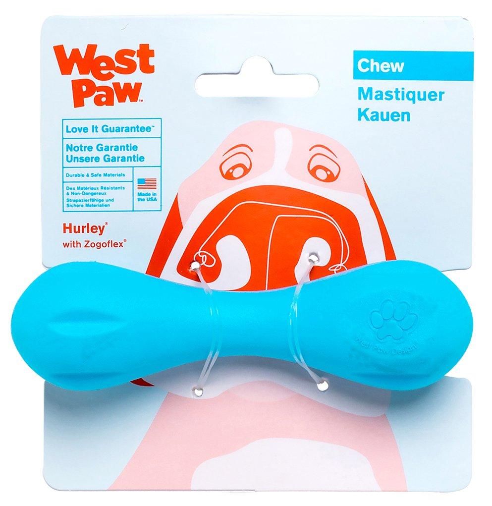 WEST PAW Zogoflex Hurley Dog Bone Chew Toy – Floatable Pet Toys for Aggressive Chewers, Catch, Fetch – Bright-Colored Bones for Dogs – Recyclable, Dishwasher-Safe, Non-Toxic, Made in USA X-Small Aqua - PawsPlanet Australia