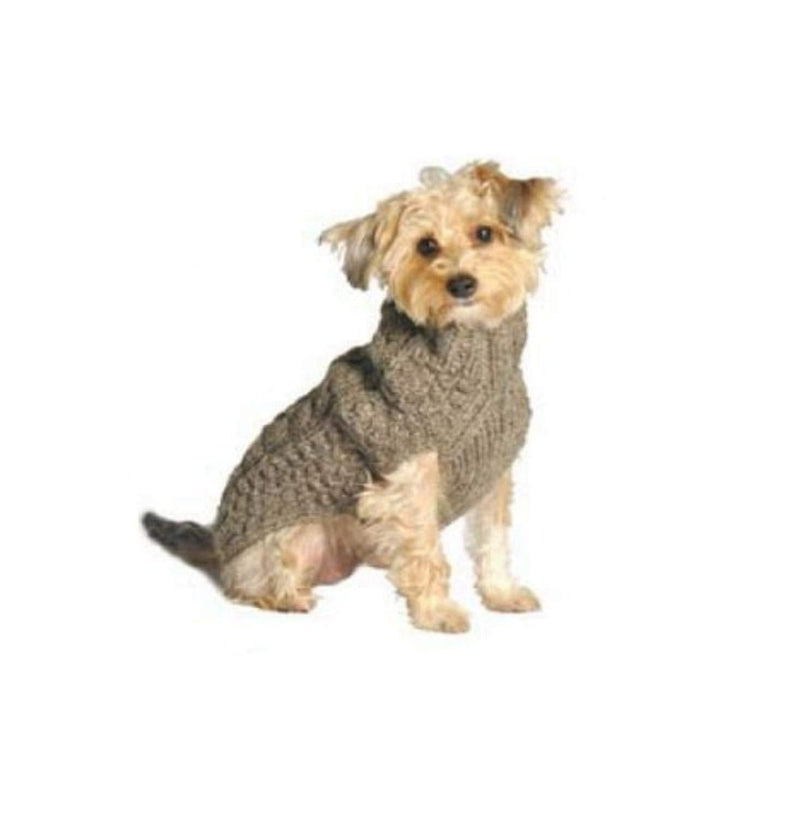 Chilly Dog Cable Dog Sweater, XX-Small, Grey - PawsPlanet Australia