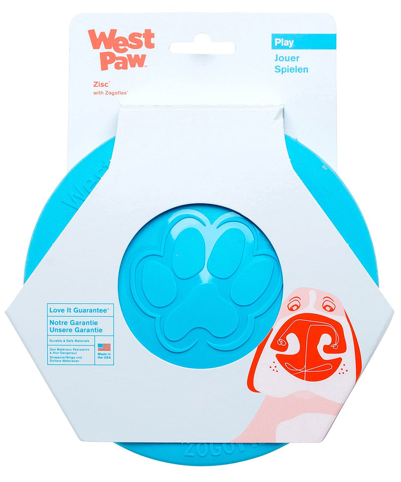 West Paw Zogoflex Zisc Dog Frisbee, High Flying Aerodynamic Disc for Dogs Puppy – Lightweight, Floatable Dog Frisbees for Fetch, Tug of War, Catch, Play – Doubles as Food/Water Bowl, Made in USA Small Aqua Blue - PawsPlanet Australia