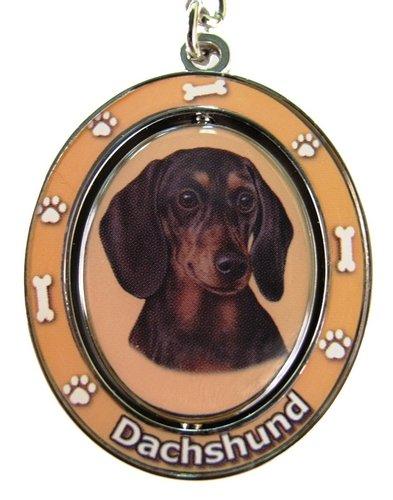 [Australia] - Black Dachshund Key Chain "Spinning Pet Key Chains"Double Sided Spinning Center With Black Dachshunds Face Made Of Heavy Quality Metal Unique Stylish Black Dachshund Gifts 